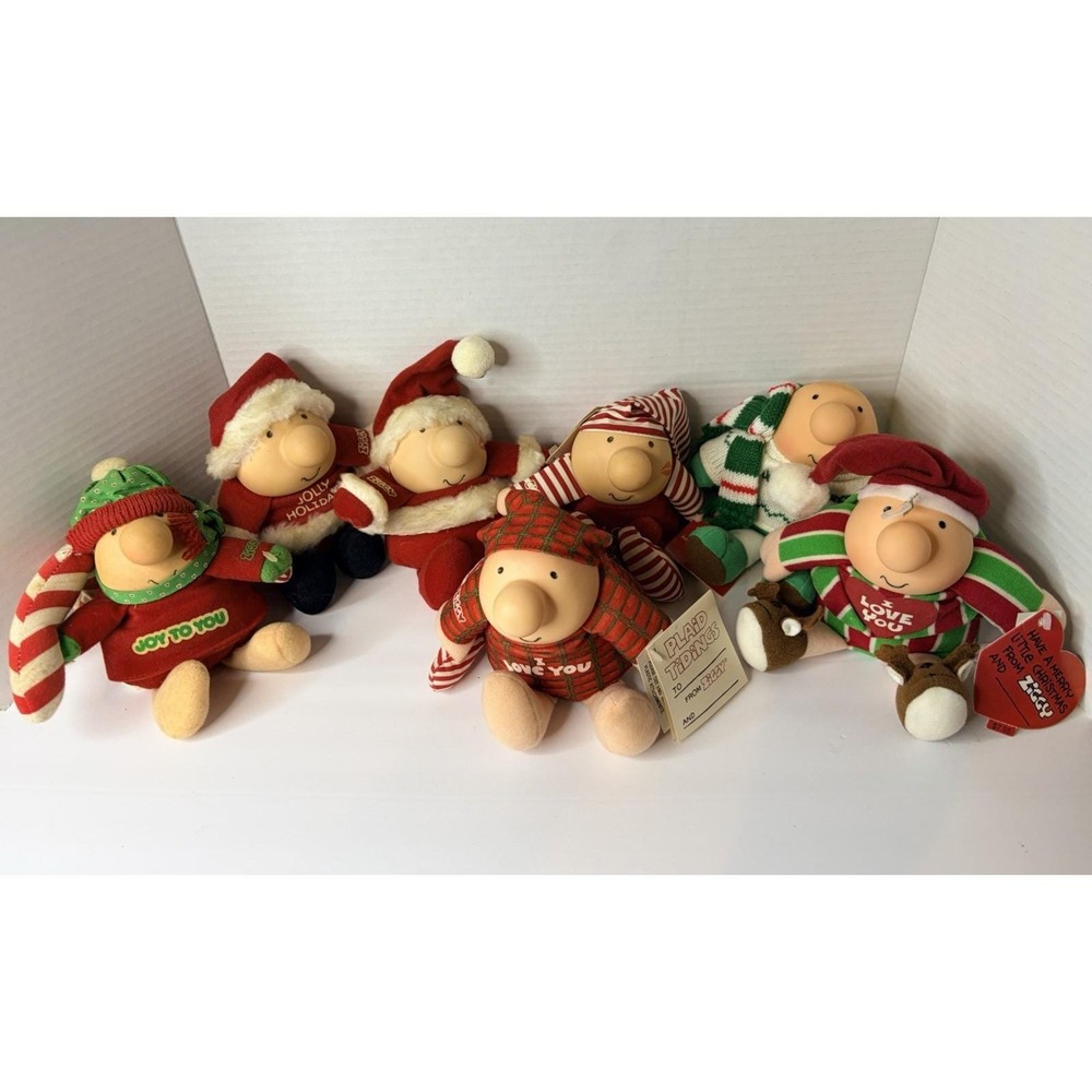 Ziggy Christmas Plush Lot‎ Set Vtg Holiday Dolls Ornaments Santa Elf 80s 90s